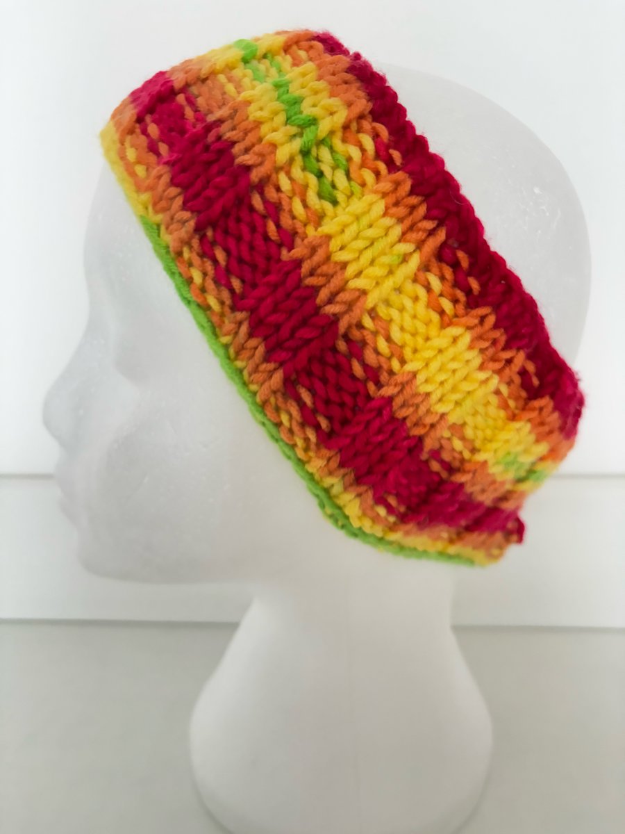 Hand knitted headband. 