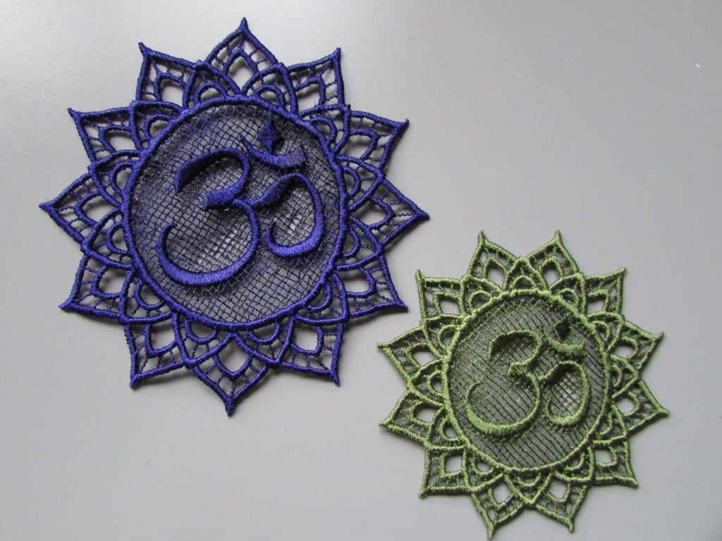 Embroidered Lace Ohm Applique you choose colour