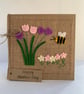 Handmade Mother’s Day Card. Purple and pale pink flowers from wool felt.  - Image 7