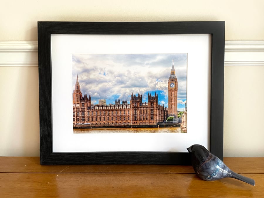 A framed photo of the Houses of Parliament Photo, Big Ben, London