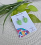 Monstera Leaf Pearlescent Green Earrings - Image 5
