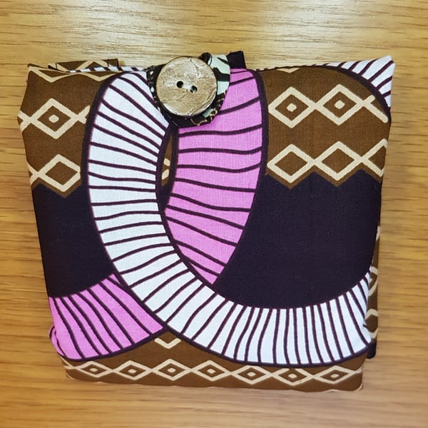 Tote bag: African fabric: pink and brown
