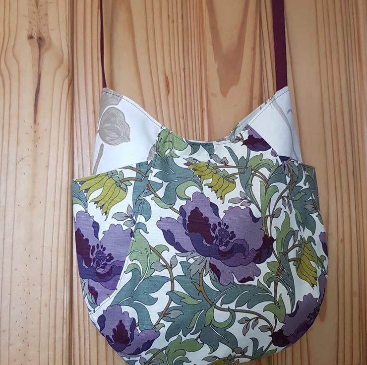 Large tote bag with side pockets: purple poppie... - Folksy