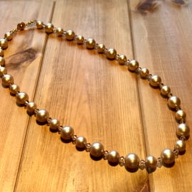 Faux pearl and crystal necklace