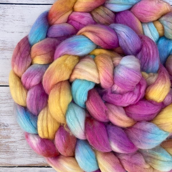 Polwarth, Llama & Mulberry Silk Spinning Fibre 100g Pixie Path