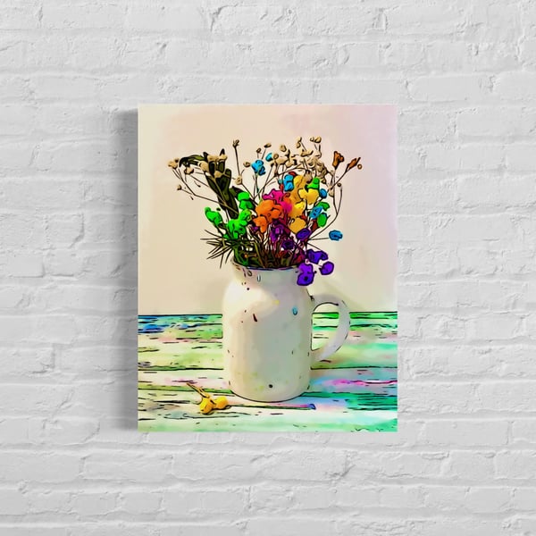 Art print Jar of Flowers 5 x 7 inches