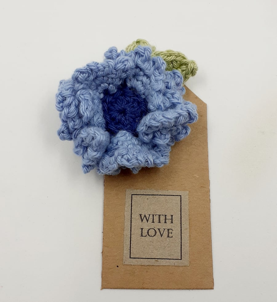Crochet Cornflower Brooch