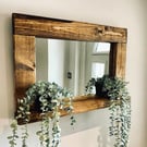 Rustic handmade wooden mirror measures 760mm x 960mm English Oak waxed finish