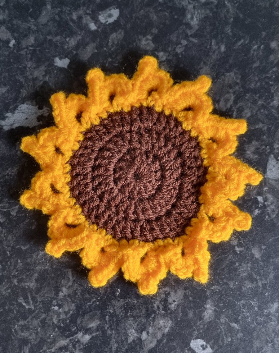 Sunflowers crochet coasters, indoors, outdoors, stocking fillers, 
