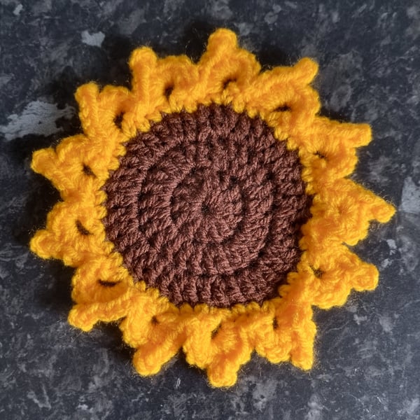 Sunflowers crochet coasters, indoors, outdoors, stocking fillers, 