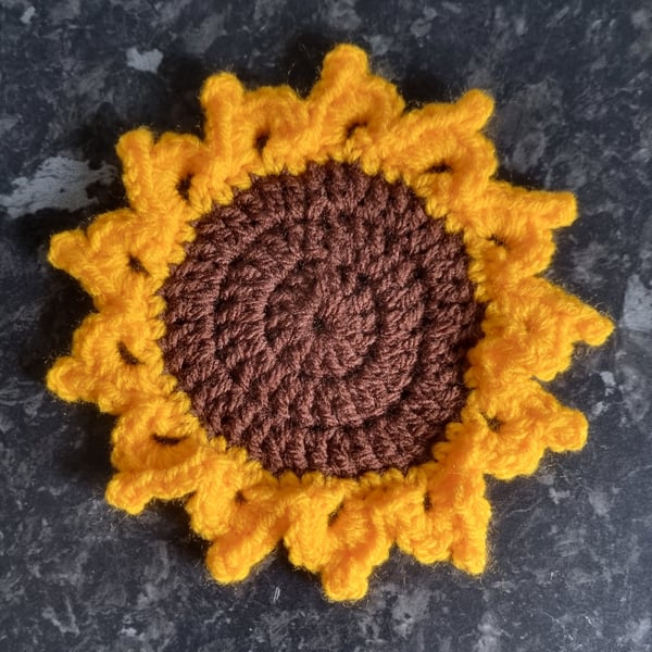 Sunflowers crochet coasters, indoors, outdoors, stocking fillers,  gift sets, 