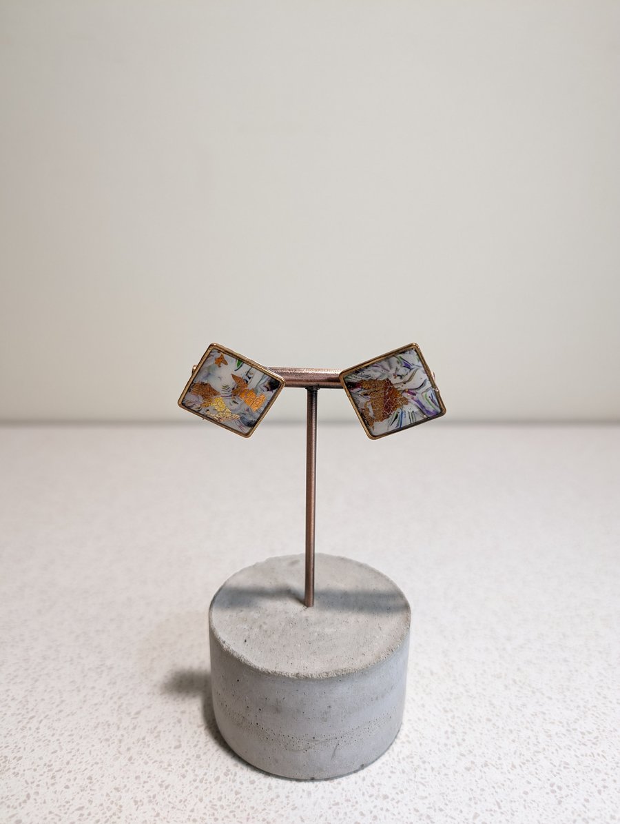 Scrap rainbow square studs- oopsy