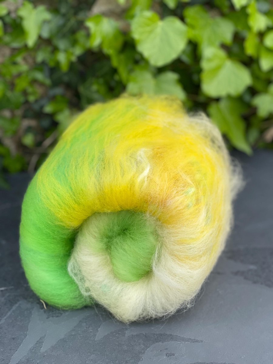 Spring Greens Mixed Fibre Mini Art Batt for Hand Spinning, Fibre Arts