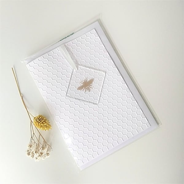 Golden bee Glass Hanger with Embossed Greetings Card