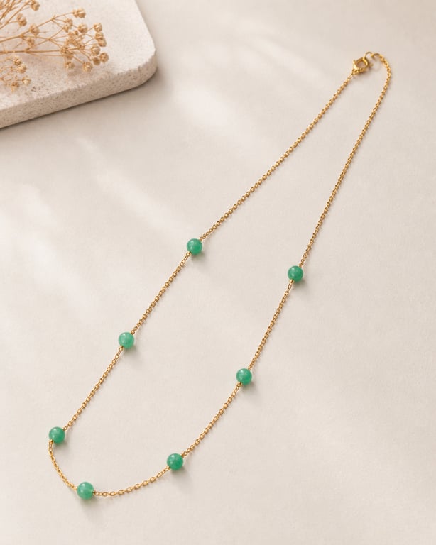 Green Aventurine Gold Necklace