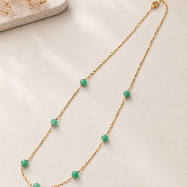 Green Aventurine Gold Necklace