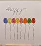Colourful balloons Happy Birthday handmade card watercolours 