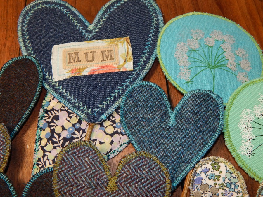 Mum- Fabric hearts on willow 