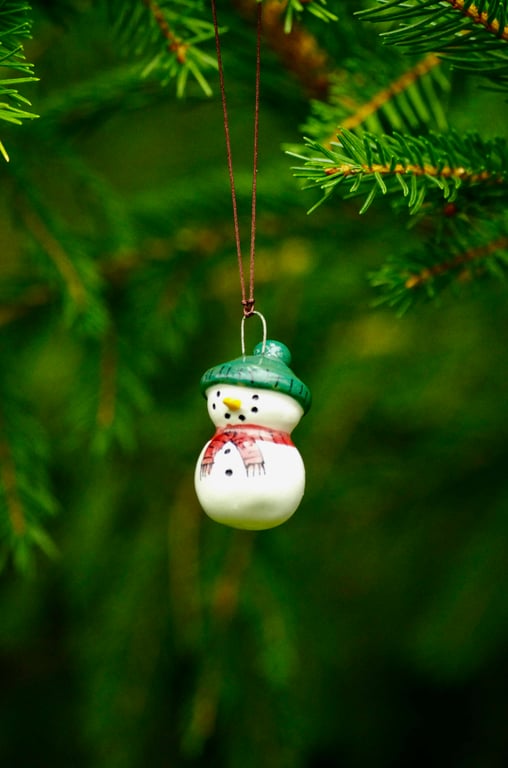 Snowman with Red Scarf and Green Hat - Decorations 