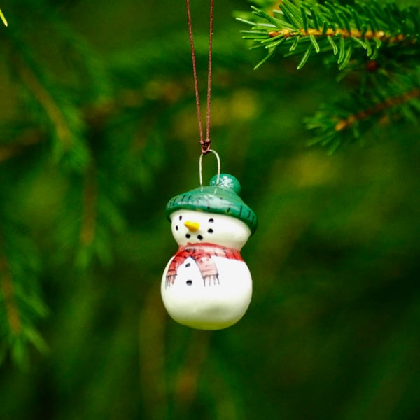 Snowman with Red Scarf and Green Hat - Decorations 