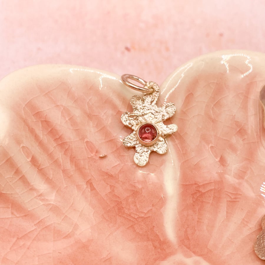 Tourmaline Flower Pendant Handmade 