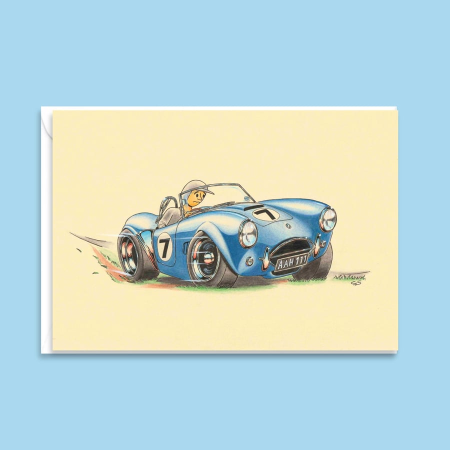 Sports Car Greetings Card and Envelope For Any Occasion, Blank Inside (6"x4")