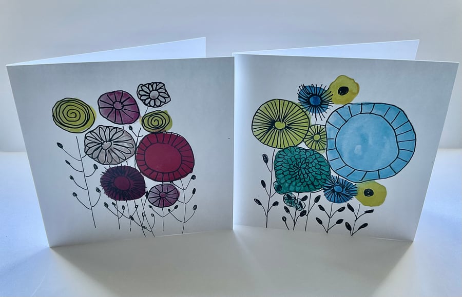 Two modern floral cards