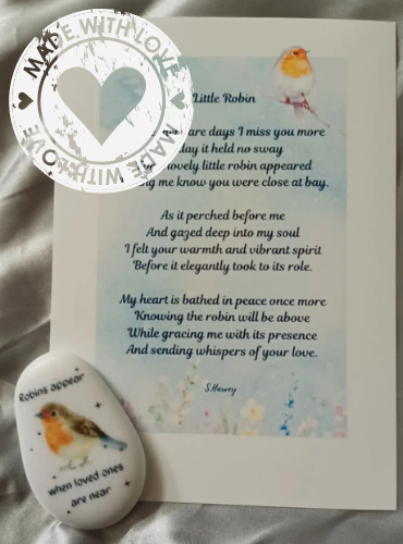 Personalised Robin Memorial Keepsake Pocket Hug