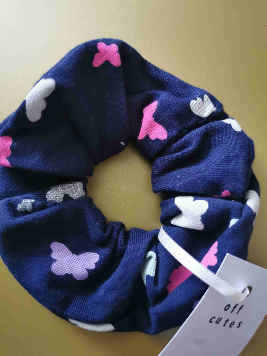 Navy Butterflies Scrunchie 