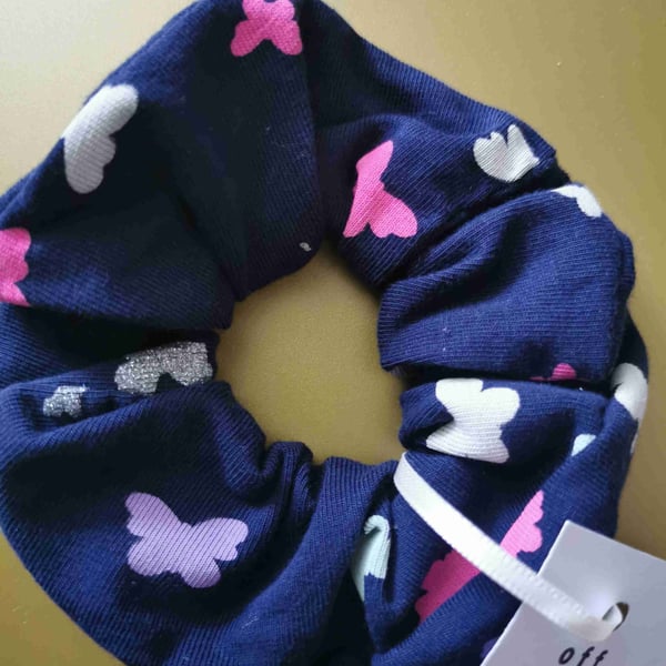 Navy Butterflies Scrunchie 