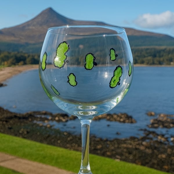 Isle of Arran Hand-Painted Gin Glass — Scottish Coastal Design