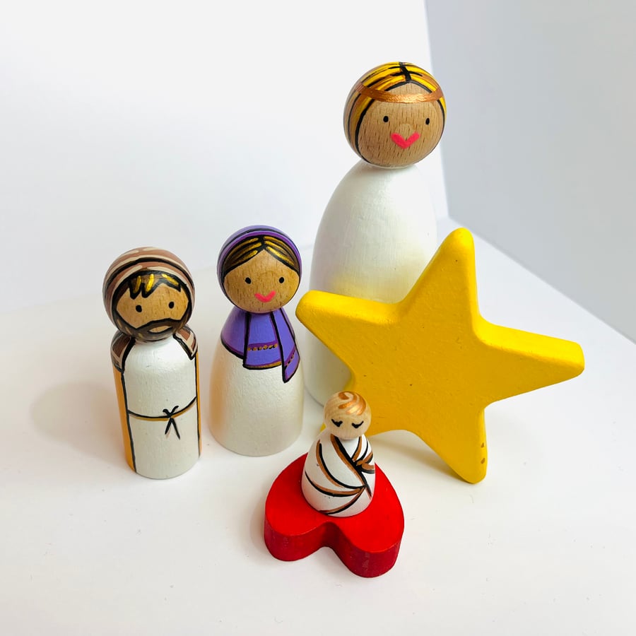 Doll Nativity Scene Mary Peg Doll Peg Doll Easter Creche Full Size