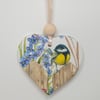 Garden bird hanging decoration, great tit, clay gift for a bird lover 