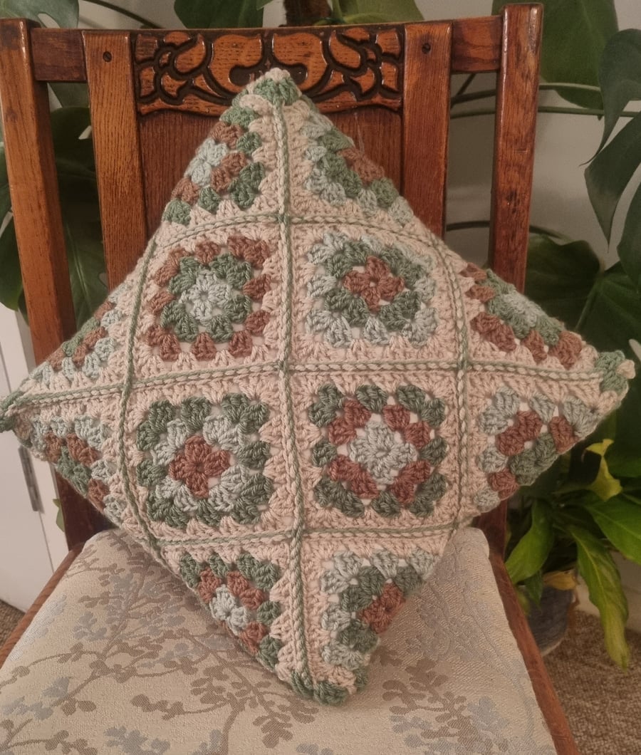 Granny squares crochet cushion cover, handmade, 