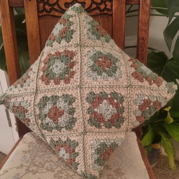 Granny squares crochet cushion cover, handmade, 