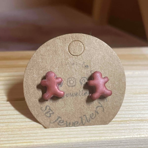 Handmade Polymer Clay Ginger Bread Studs