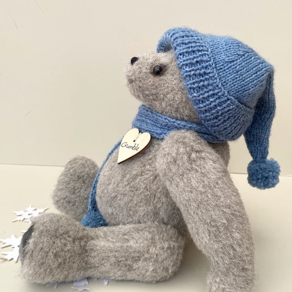 Winter artist teddy bear, adult collectable one of a kind bear
