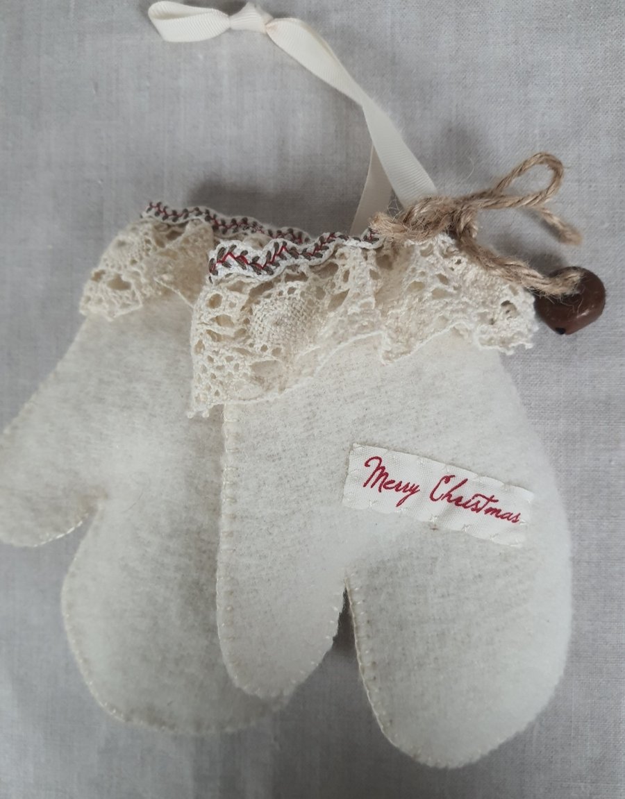 Vintage wool mittens decoration