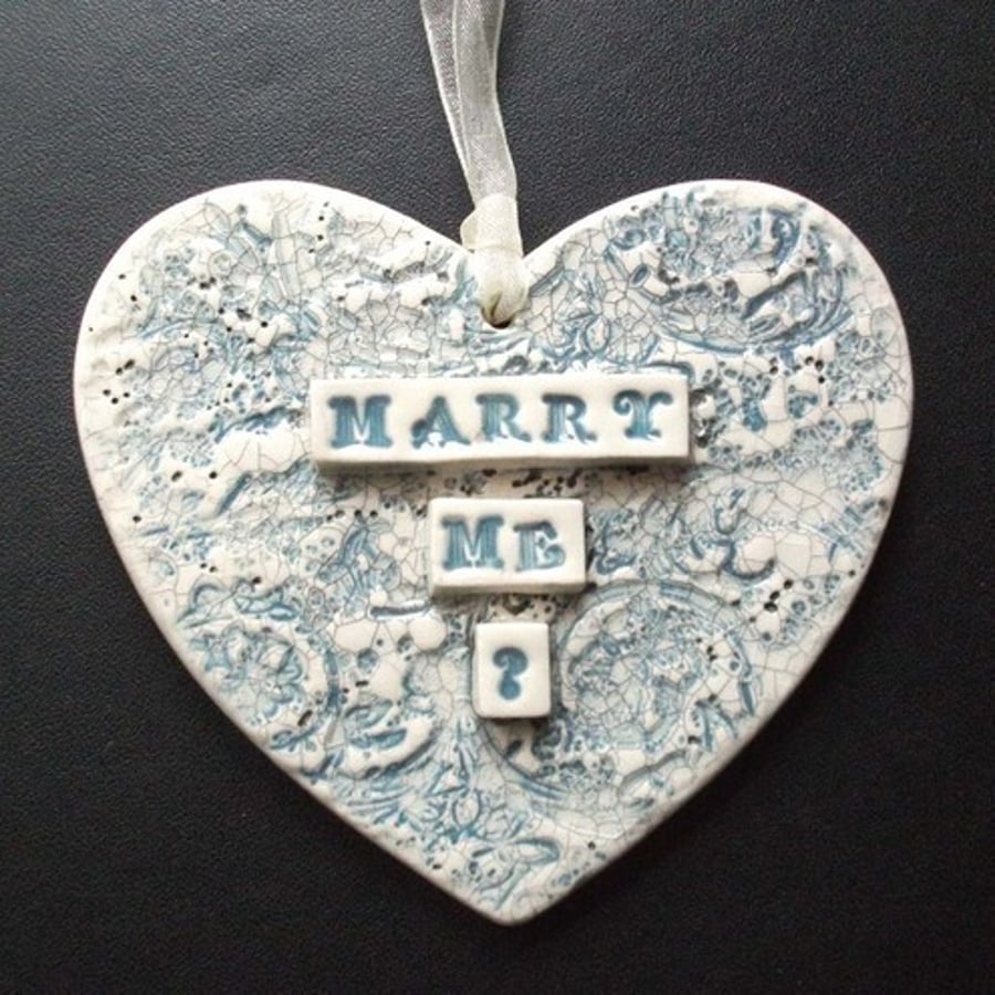 Marry Me? proposal ceramic heart decoration