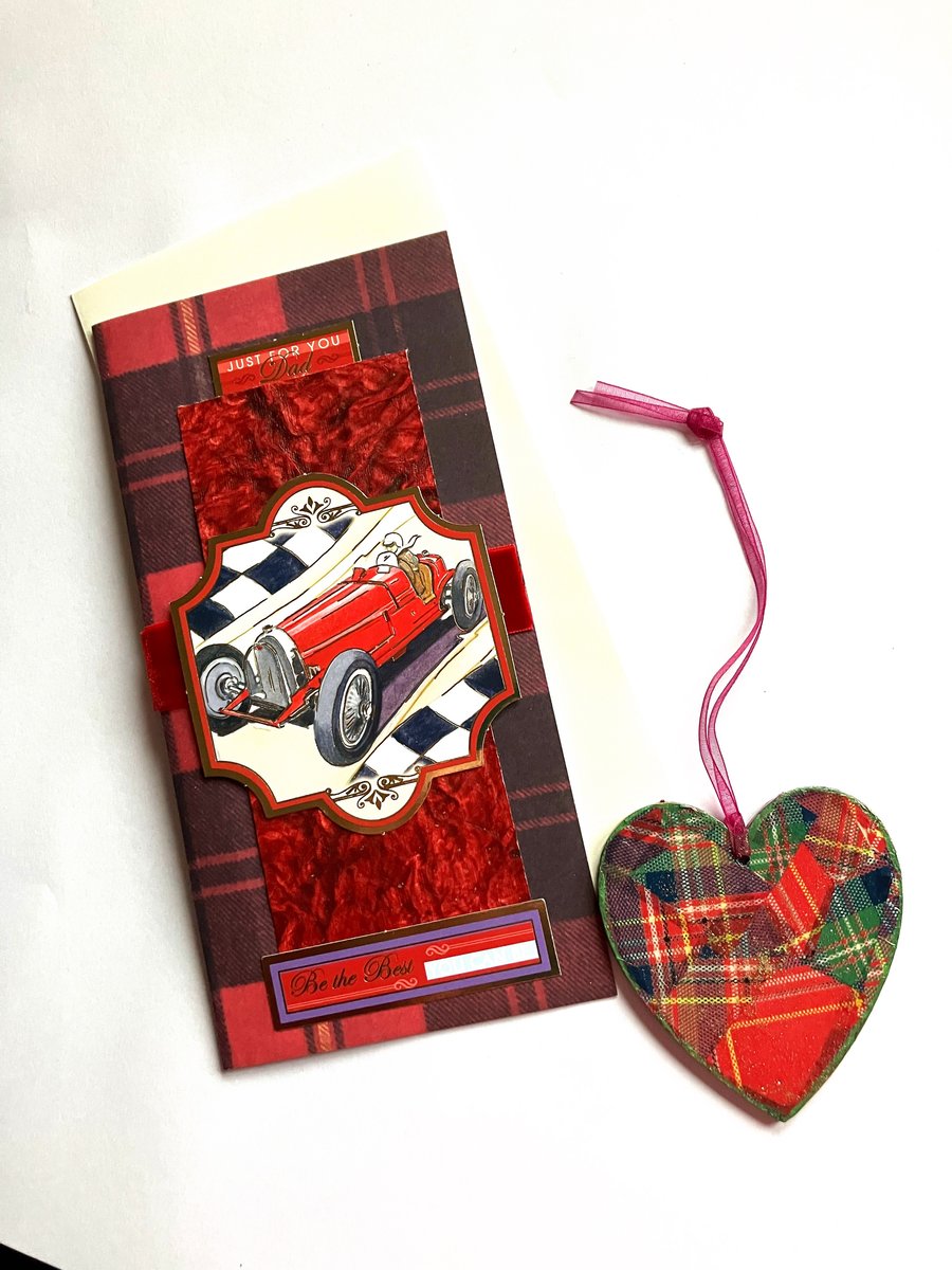 Tartan birthday card and heart for the best Dad