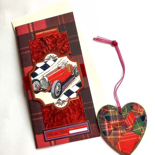 Tartan birthday card and heart for the best Dad