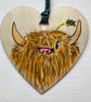 Highland Cow with Straw in her Hair, Hanging Decoration, Bag Tag, Gift Tag - Image 5