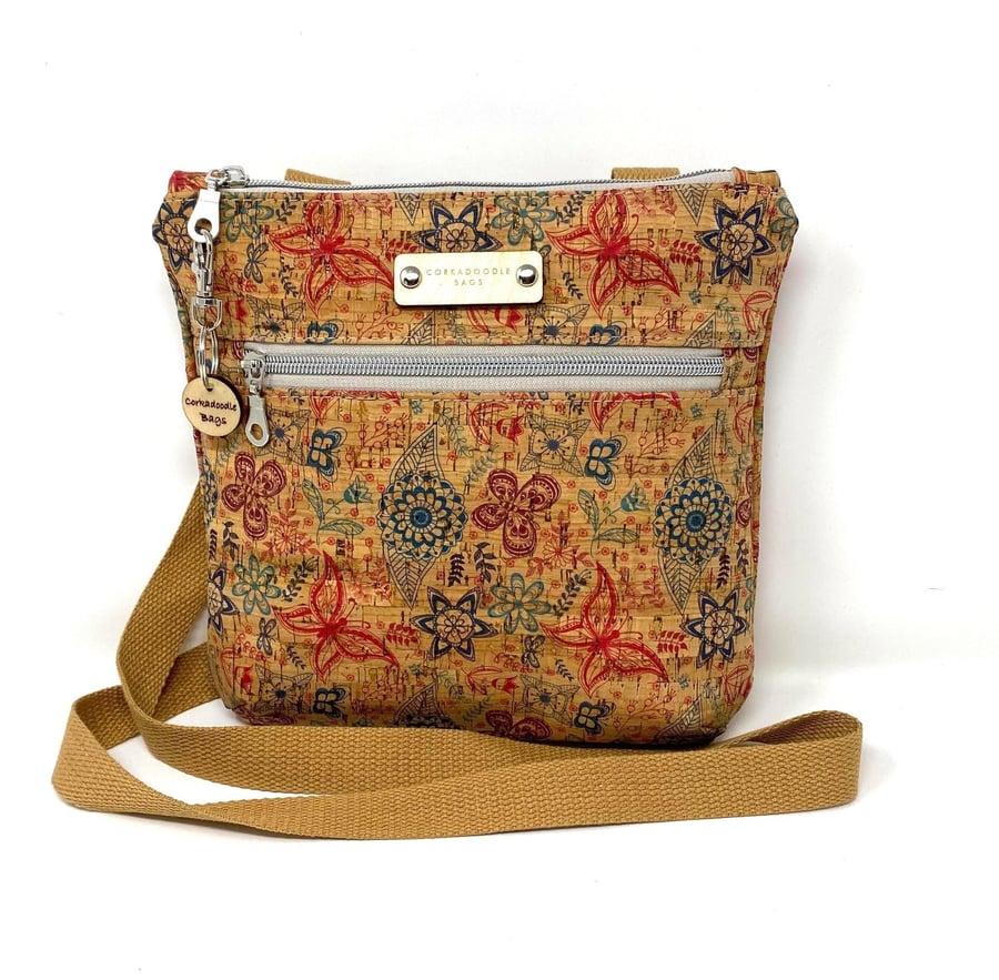 Cork Leather Flowers and Butterflies Double Folksy