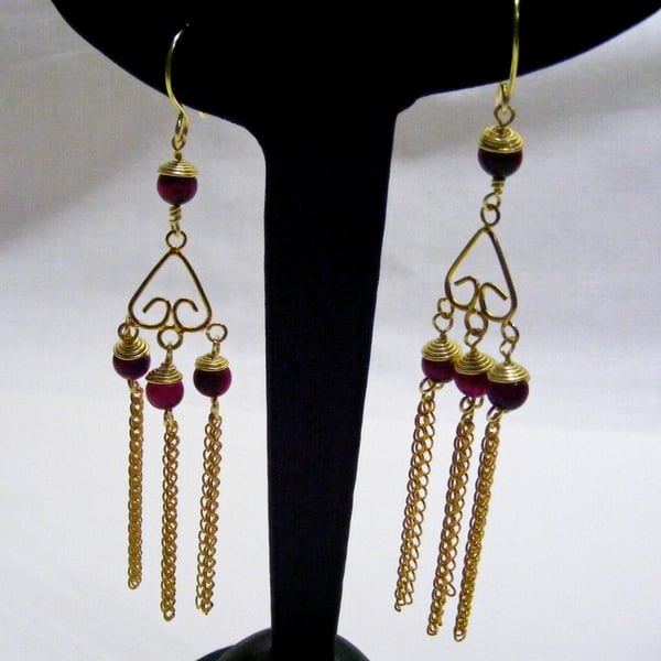 Pink Tigers Eye Earrings