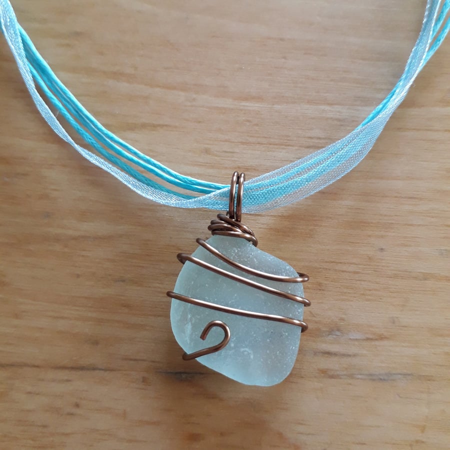 Sea Glass Pendant, Genuine Beach Glass Necklace from Seaham, Natural Jewellery