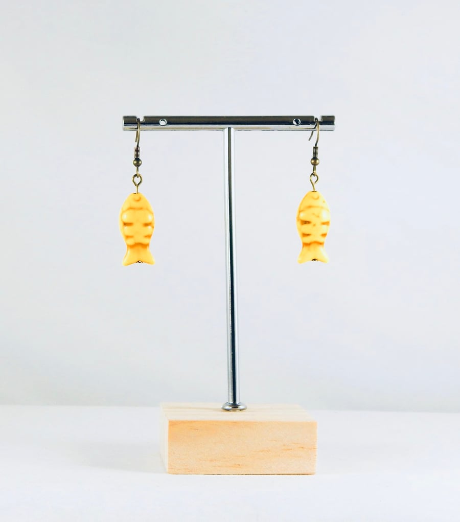 Yellow fish earrings