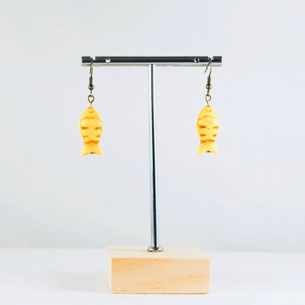 Yellow fish earrings