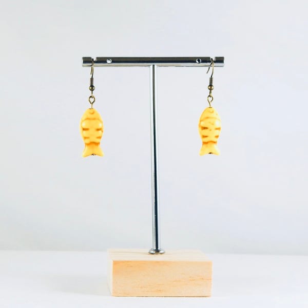 Yellow fish earrings