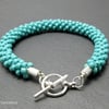 Turquoise Blue Green Kumihimo Seed Bead Bracelet - Beaded Fashion Bracelet