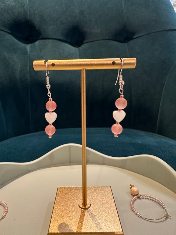 Gem and Pearl drop earrings.